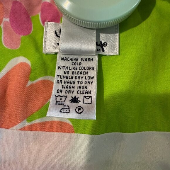 Lilly Pulitzer Vintage A-Line Skirt 14 Lime Green Pink Floral Lined - Picture 5 of 11